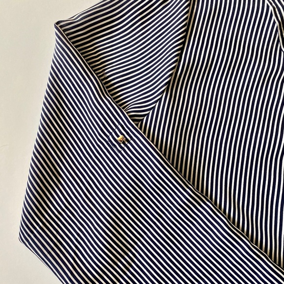 Zara Basic Striped V-Neck Embellished Blouse - Picture 5 of 8